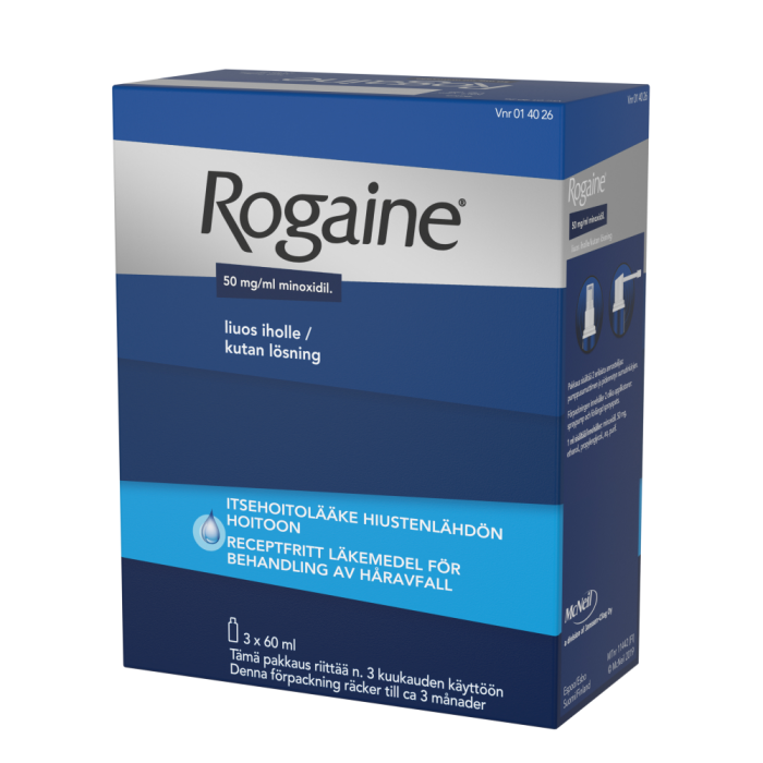 ROGAINE liuos iholle 50 mg/ml 2 annostelijaa 3 x 60 ml kuva 2