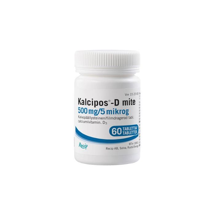 KALCIPOS-D MITE tabletti, kalvopäällysteinen 500 mg/5 mikrog 60 kpl
