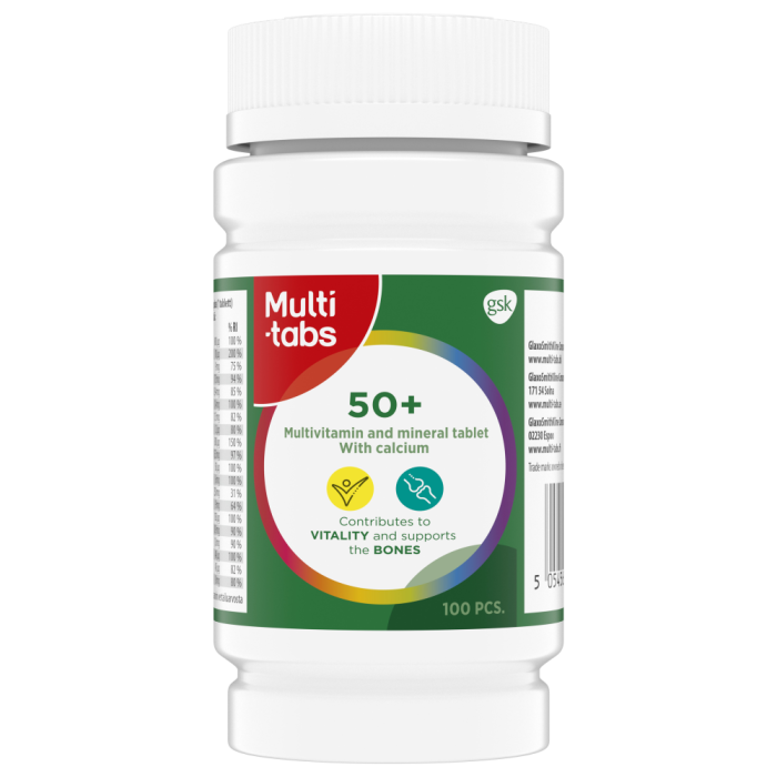 Multi-tabs 50+ Monivitamiini + Kalsium 100 kpl kuva 10