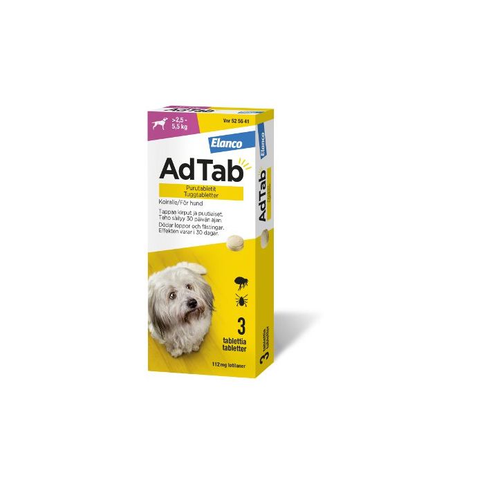 ADTAB purutabletti 112 mg koiralle (> 2,5–5,5 kg) 3 fol