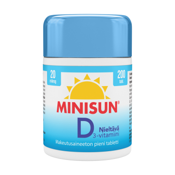 Minisun D-vitamiini Nieltävä 20 mikrog 200 tabl